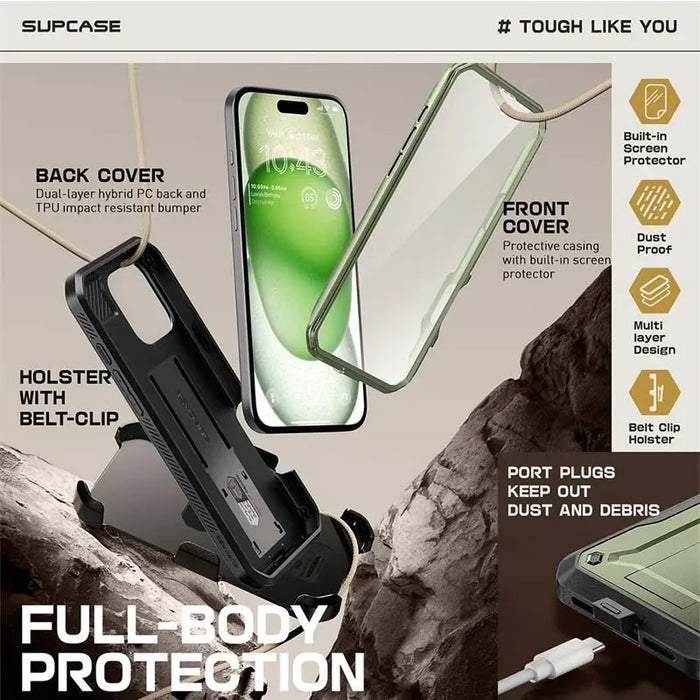 For Iphone 16 Pro 6.3" Ub Pro Full-Body Rugged Heavy Duty Phone Case With Built-In Screen Protector