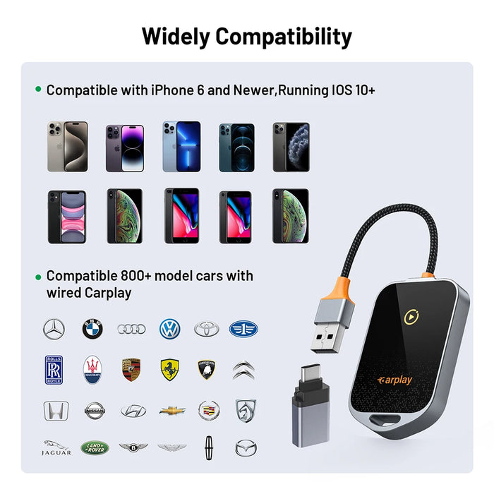 2In1 Wireless Carplay & Android Auto Adapter - Fast Connect Dongle For Car