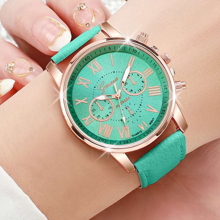 4 Piece Fashion Watch Set Leather Bands