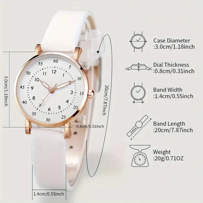 6 Piece Quartz Watch Set Leather Band - Without Box