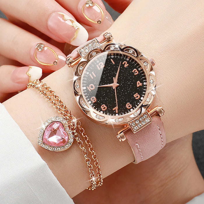 6 Piece Starry Sky Watch Jewelry Set