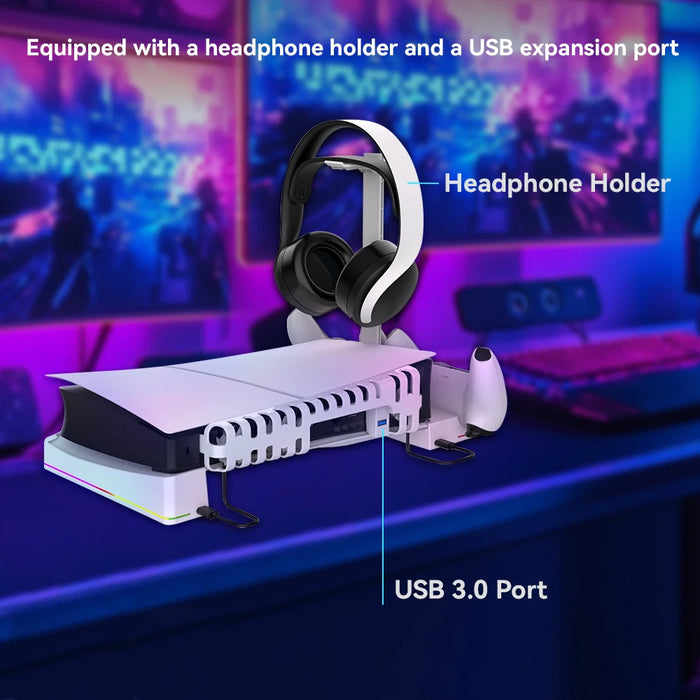 Ps5 Slim Charging Stand Cooling Fan Headphone Holder