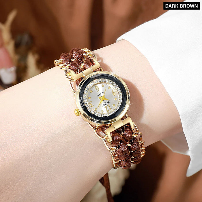 Rhinestone Rope Bracelet Watch for Women