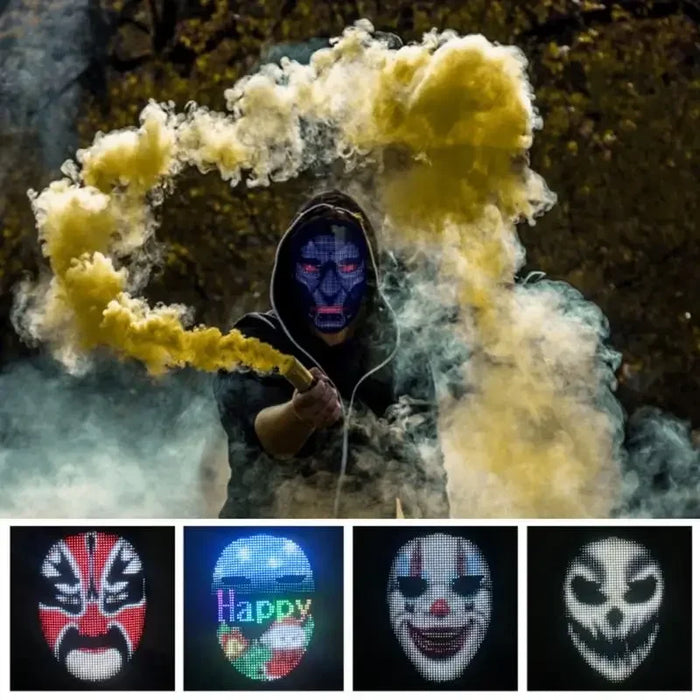 Smart Led Face Mask - Bluetooth Control Customizable For Parties & Halloween