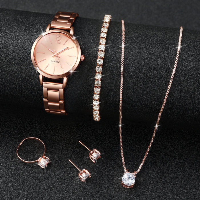 6 Piece Stainless Steel Watch Set Diamonds - Without Box