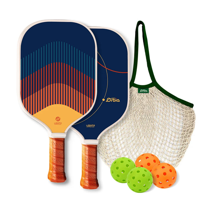 Carbon Fiber Pickleball Set 2 Paddles 4 Balls Net Bag