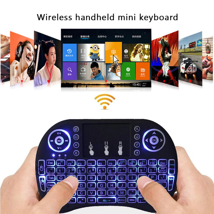 Backlit Mini Wireless Keyboard For Pc Android Tv Box - 2.4G Air Mouse With Touchpad - I8 Arabic French Spanish Russian