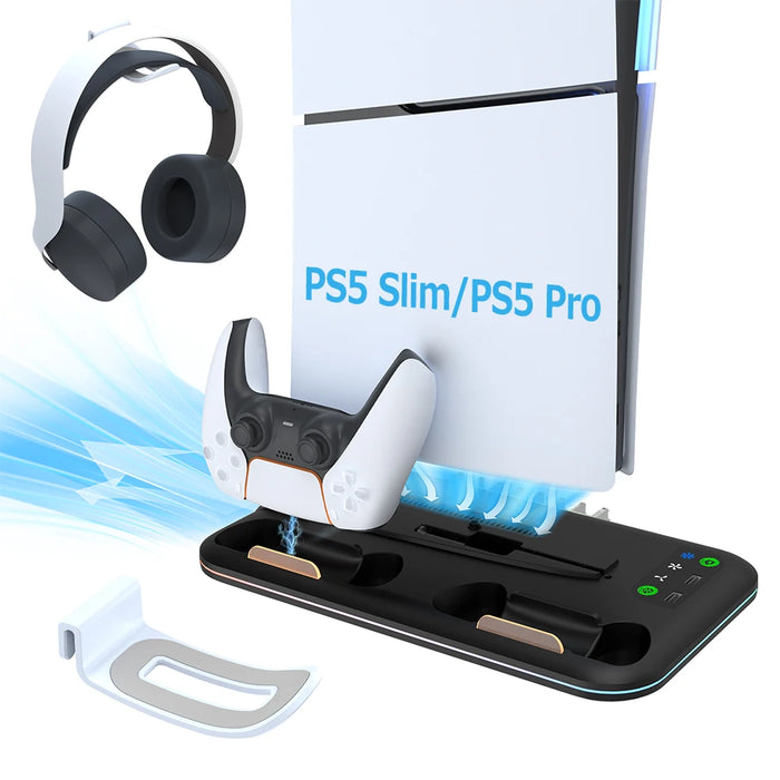 Ps5 Cooling Dock Dual Controller Charging Headphone Holder