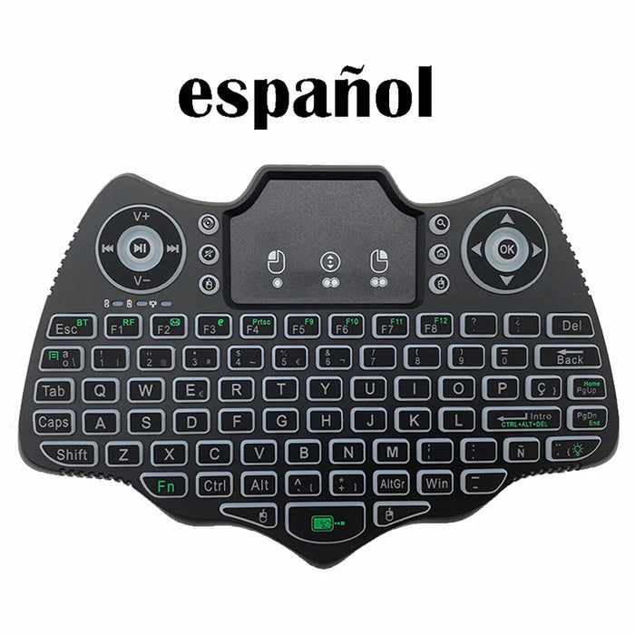 V18 Mini Wireless Keyboard - 2.4G Bt Touch 7 Colour Backlit French / Spanish / Russian Air Mouse - Android Tv Box Gift