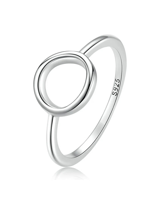 Sterling Silver 925 Simple Fashion Circle Finger Rings for Women