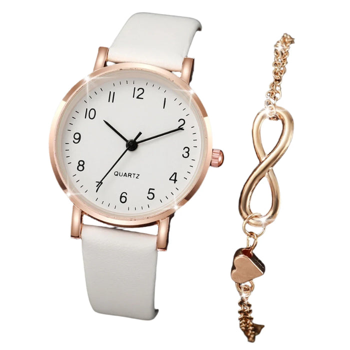 2 Piece Fashion Watch Bracelet Set for Women