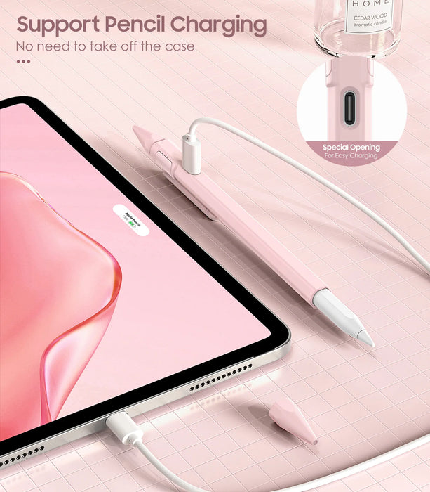 For Apple Pencil Usb-C Protective Skin Pencil Sleeve Case With Anti Lost Caps Usb-C Charging & Pencil Holder