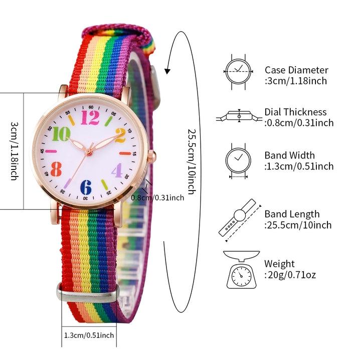 4 Piece Casual Nylon Band Analog Quartz Watch Set Love Beads