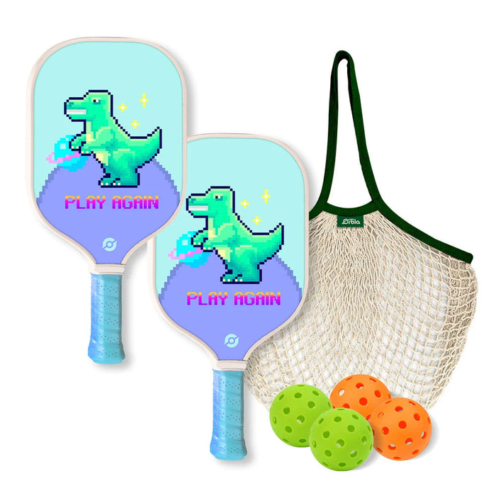 Kids Pickleball Paddle Set 2 Glass Fiber Paddles 4 Pickle Balls Pp Honeycomb Core