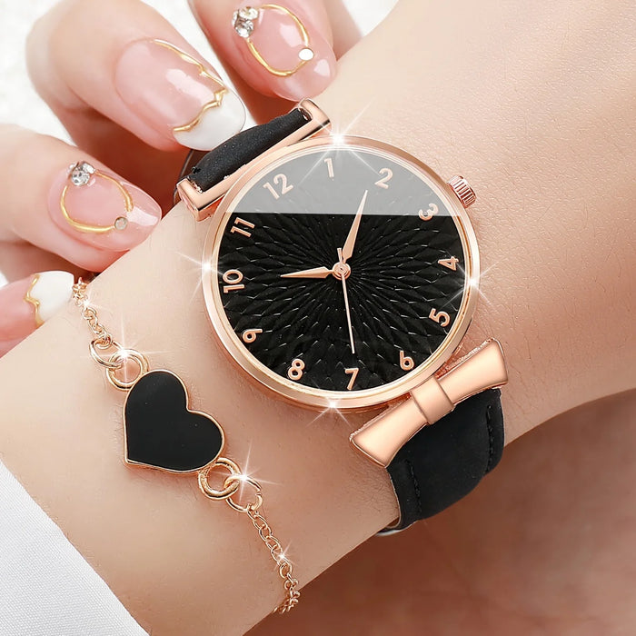 5 Piece Fashion Watch Heart Jewelry Set - Without Box