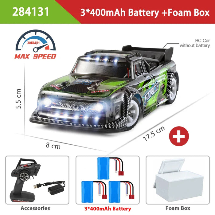 1 28 4wd Rc Car W/ LED Lights 30km/h Off Road Drift Vehicle