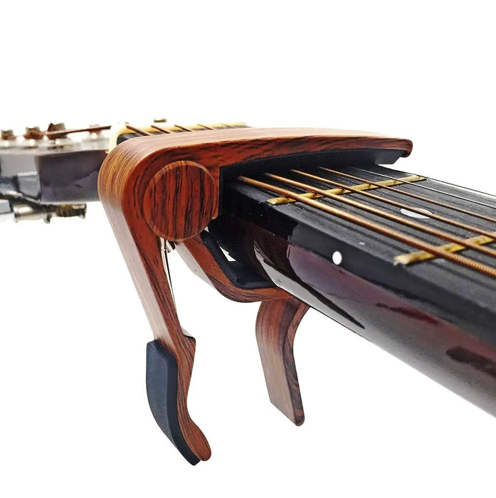Rosewood Guitar Capo With 5 Colour Picks For Acoustic / Electric