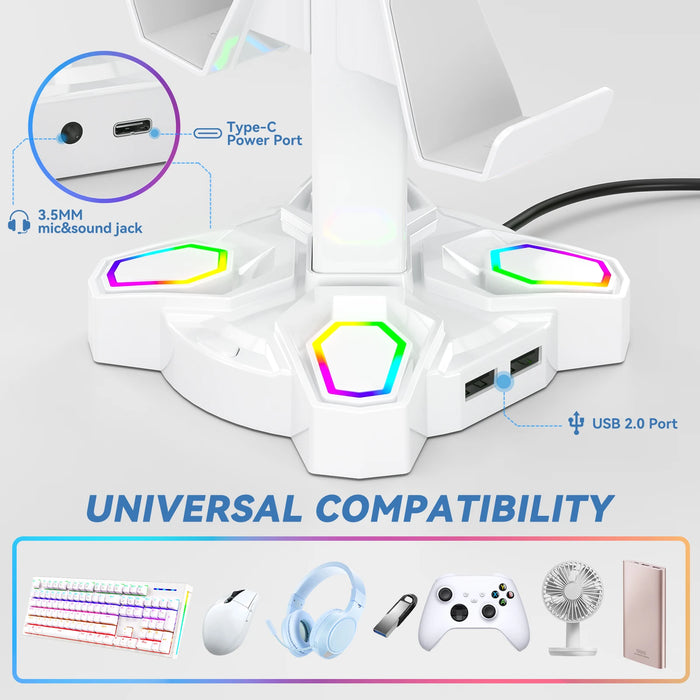 Rotatable Gaming Headphone Stand 9 Light Modes