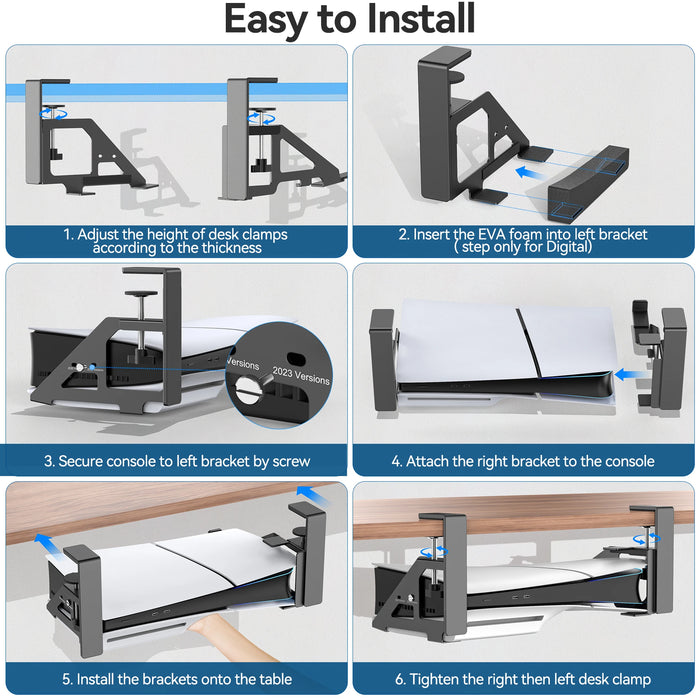 Ps5/Ps5 Slim Under Desk Mount Clamp Eva Foam