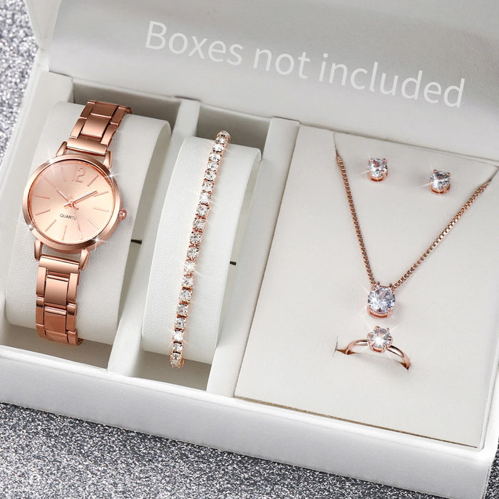 6 Piece Stainless Steel Watch Set Diamonds - Without Box