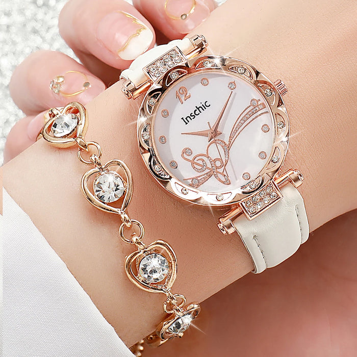 6 Piece Rhinestone Watch Jewelry Set - Without Box