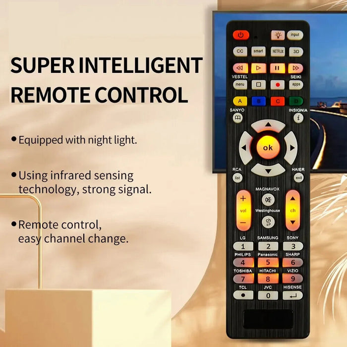 Backlit Universal Tv Remote Control - Compatible With Multiple Brands - Model Rc - G008