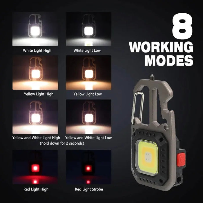 8 Mode Rechargeable LED Keychain Light for Outdoor Use