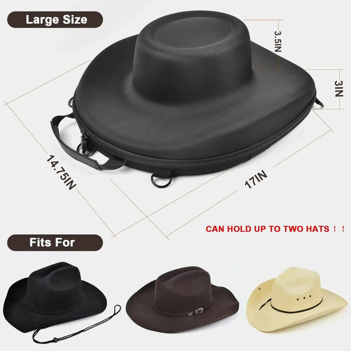 Travel Hat Box Hard Hat Carrier Case For Cowboy Panama Fisherman&Tweed Hats Crush-Proof Hats Holder Storage