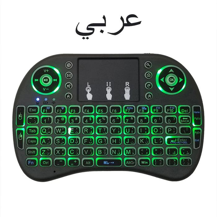 Backlit Mini Wireless Keyboard For Pc Android Tv Box - 2.4G Air Mouse With Touchpad - I8 Arabic French Spanish Russian