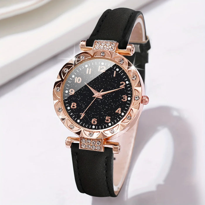 2 Piece Rhinestone Quartz Watch Bracelet Set