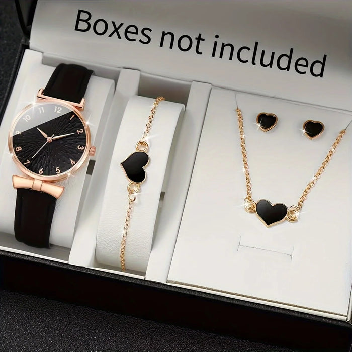 5 Piece Fashion Watch Heart Jewelry Set - Without Box