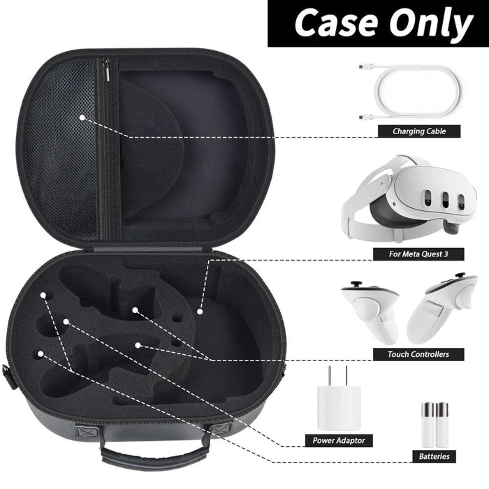 Carrying Case Compatible With Meta Quest 3 / 3S Mixed Reality Headset Vr Gaming Headsets Travel Storage Holder Bag