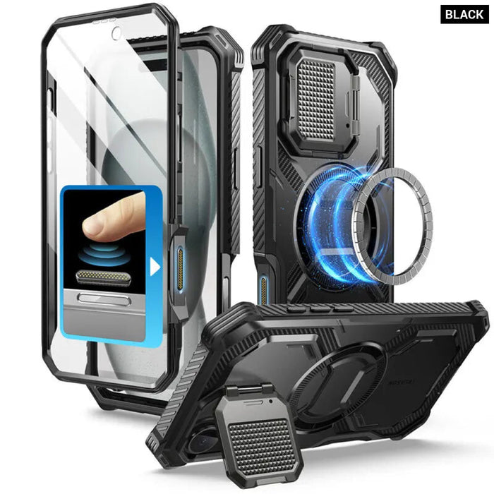 For Iphone 16 6.1" Armorbox Full-Body Rugged Holster Bumper Phone Case With Built-In Screen Protector