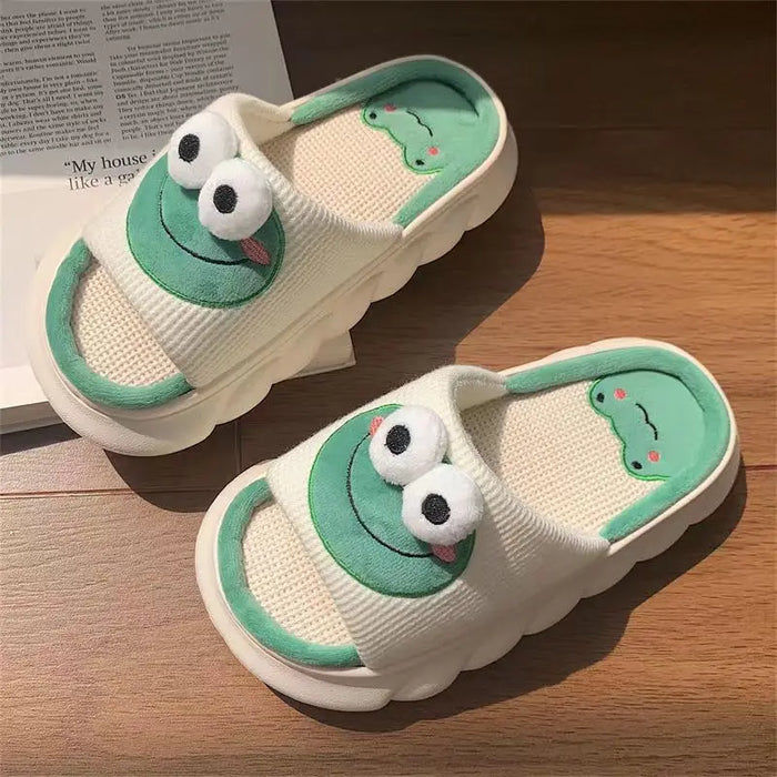 Winter Cartoon Frog Slippers