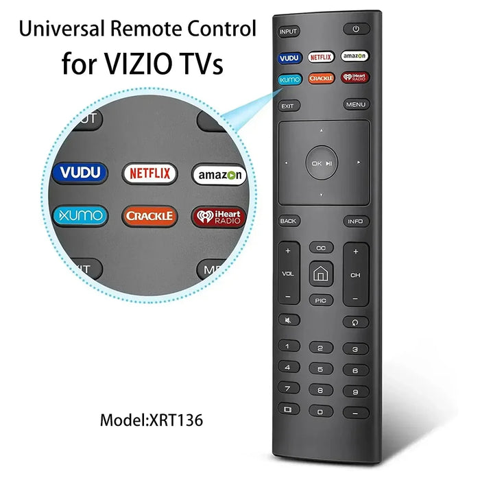 Universal Remote Xrt136 For Vizio Tv - Vudu Netflix Amazon Xumo Crackle Iheart App - D24Hne1 D24Hg9 D50Xg9 V505G9