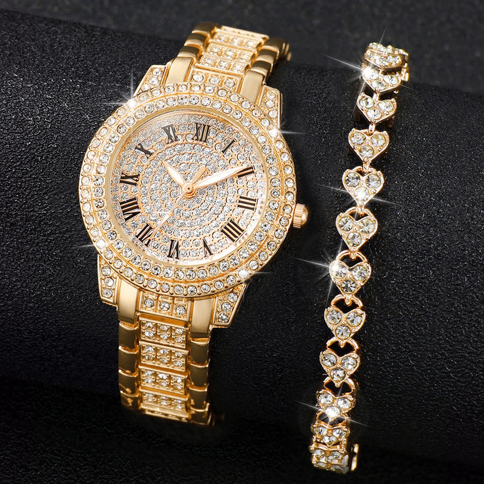 2 Piece Diamond Watch Bracelet Set