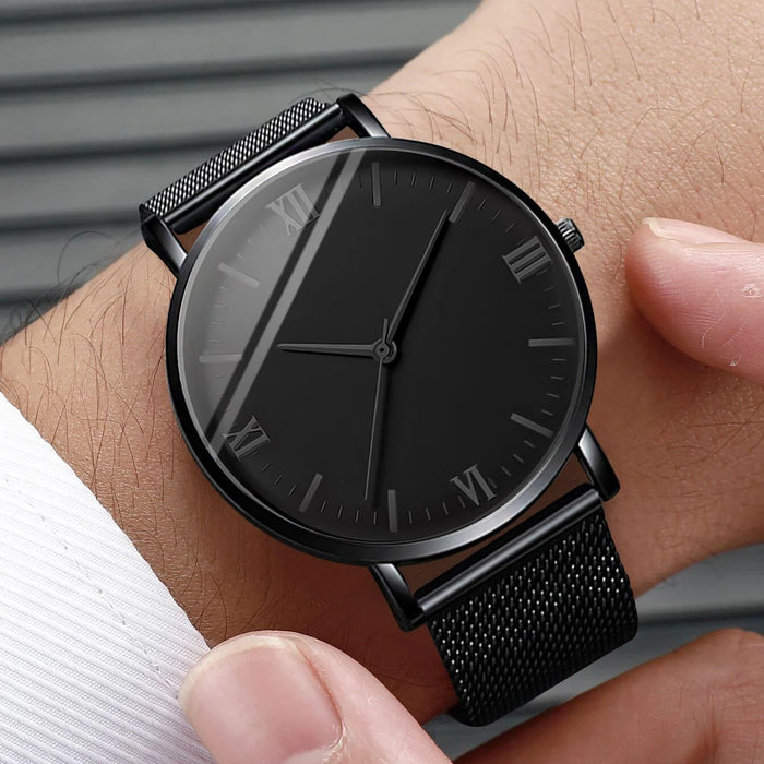 Pack of 2 Mens Fashion Quartz Watches Steel Mesh Bands