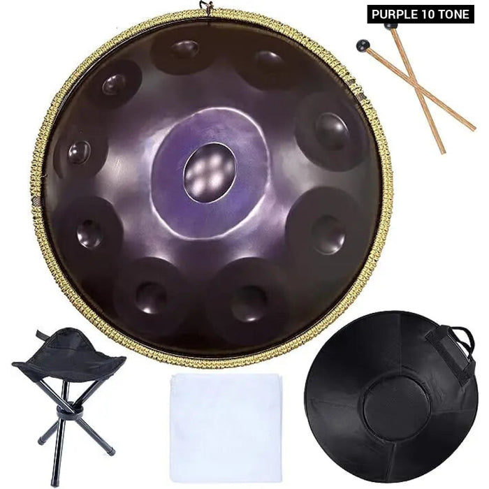 440Hz 9 10 12 14 Tone D Minor Handpan Steel Tongue Purple Drum For Meditation Yoga