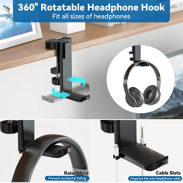 2 In 1 Rotatable Headphone Stand Cup Holder