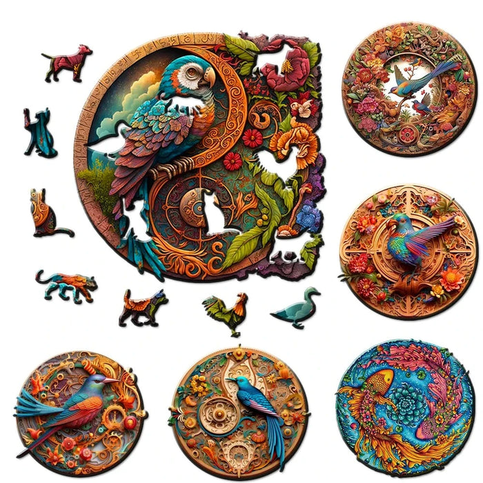 Refined Bird Figure Wooden Puzzle Set For Kids