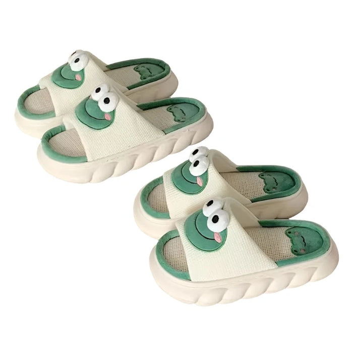 Winter Cartoon Frog Slippers