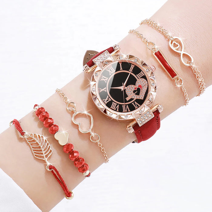 6 Piece Fashion Watch Bracelet Set - Without Box