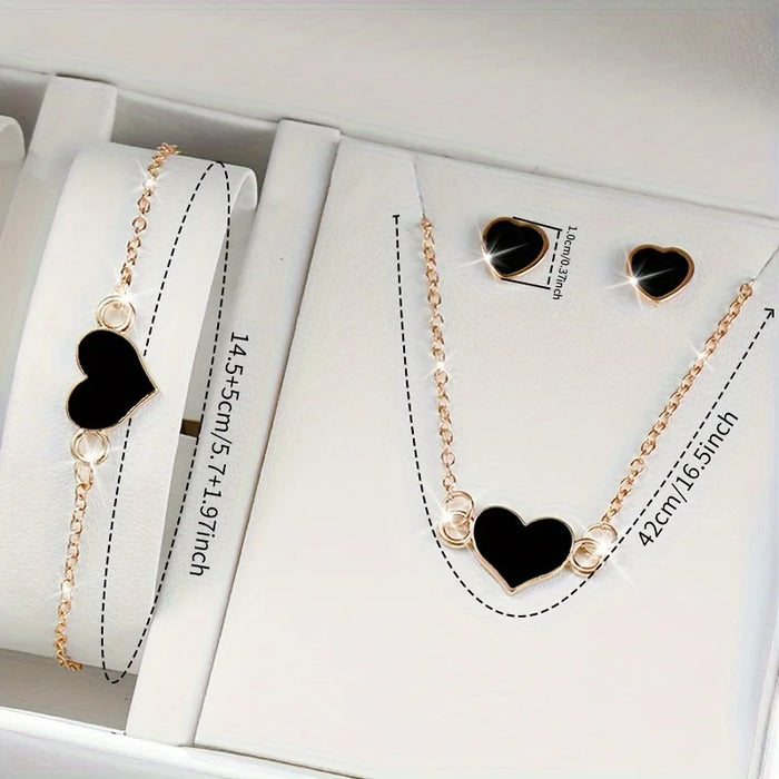 5 Piece Fashion Watch Heart Jewelry Set - Without Box