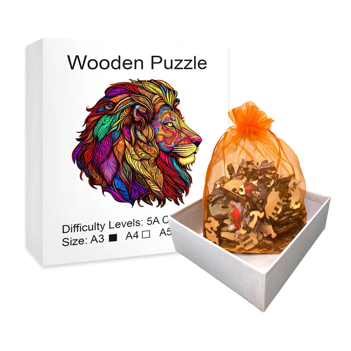 3D Lion Wooden Puzzle For Family Fun