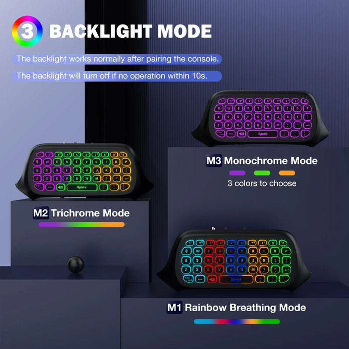 For Xbox One Controller & Xbox Series X / S Wireless Chatpad Keypad W / 2.4G Receiver Rgb Backlight Keyboard