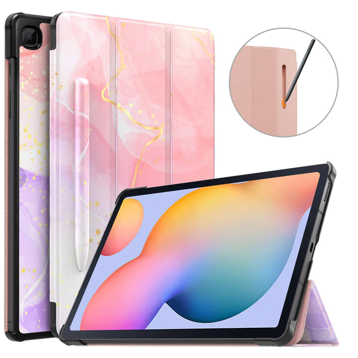 For Galaxy Tab S6 Lite 2022 / 2020 Slim Tri-Fold Case With Auto-Wake / Sleep & Pen Holder