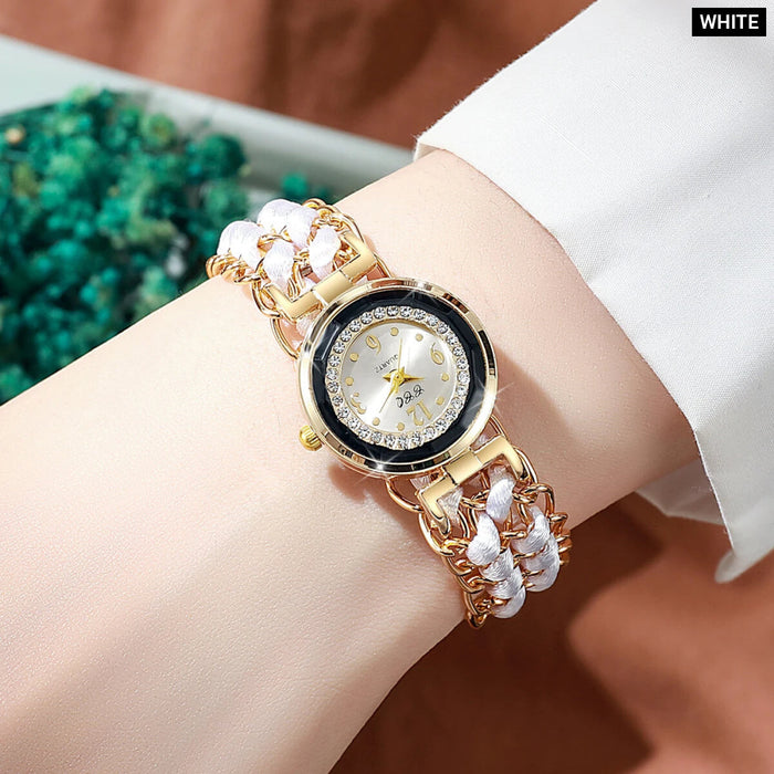 Rhinestone Rope Bracelet Watch for Women