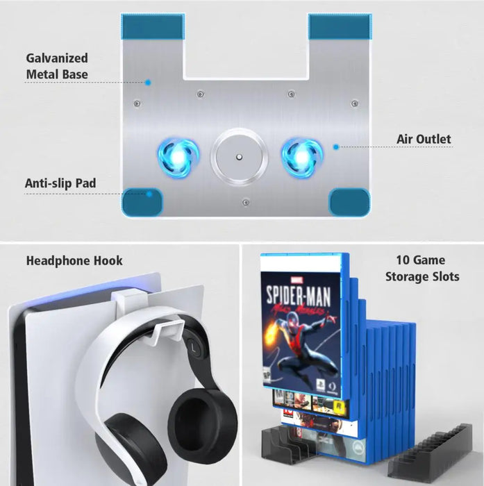 Vertical Cooling Stand Game Slot For Ps5