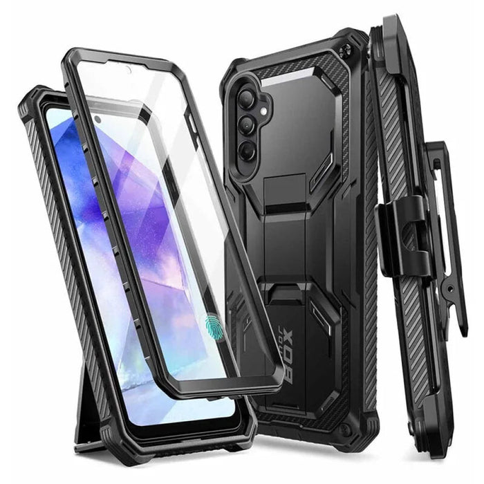 For Samsung Galaxy A55 5G Armorbox Full-Body Rugged Bumper Case With Built-In Screen Protector & Kickstand