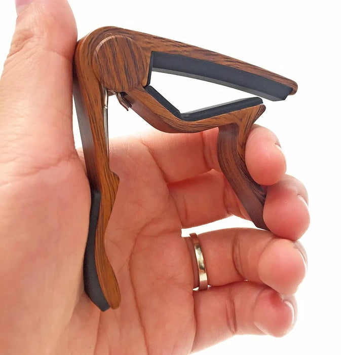 Rosewood Guitar Capo With 5 Colour Picks For Acoustic / Electric